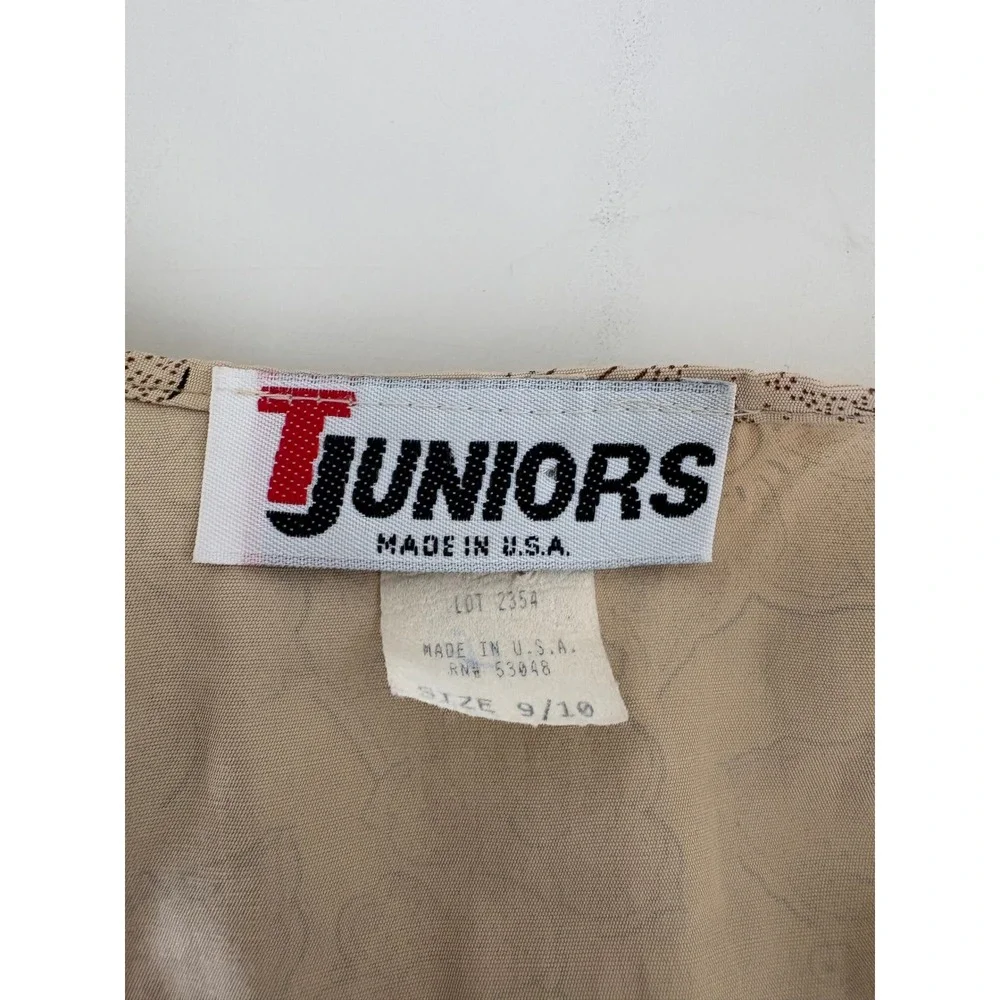 Vintage T Juniors Tan Floral Frog Toggle Longline Vest Duster Made in USA 9/10 - Picture 5 of 6